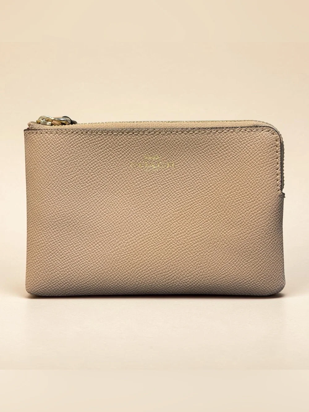 Coach Corner Zip Wristlet Taupe